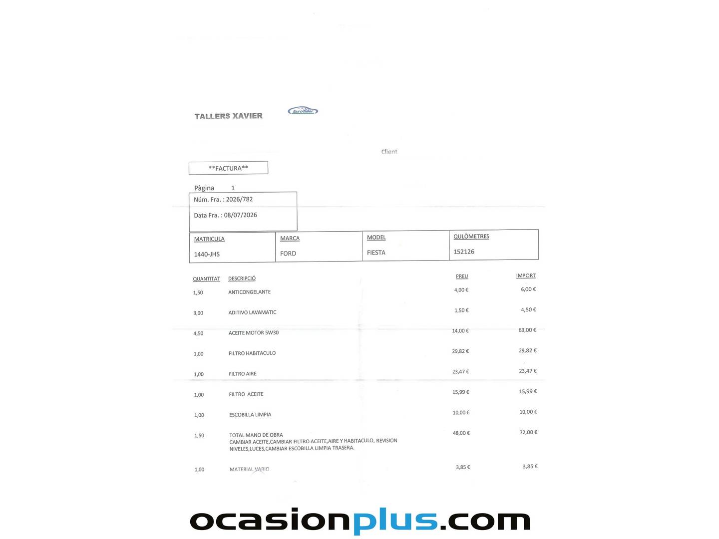 Foto del mantenimiento del Ford Fiesta Ford Fiesta 1.6 TDCI DPF Econetic (95 CV)
