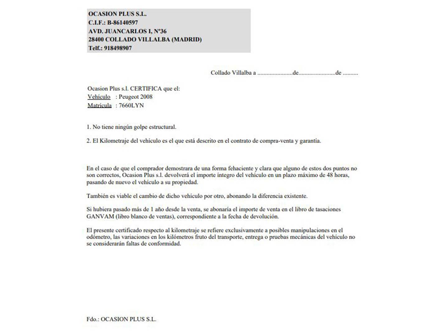Foto del certificado del Peugeot 2008 Peugeot 2008 BlueHDi 110 S&S Active (110 CV)