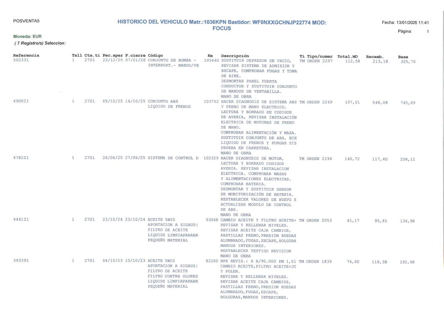 Foto del mantenimiento del Ford Focus Ford Focus 1.0 Ecoboost Trend+ (125 CV)