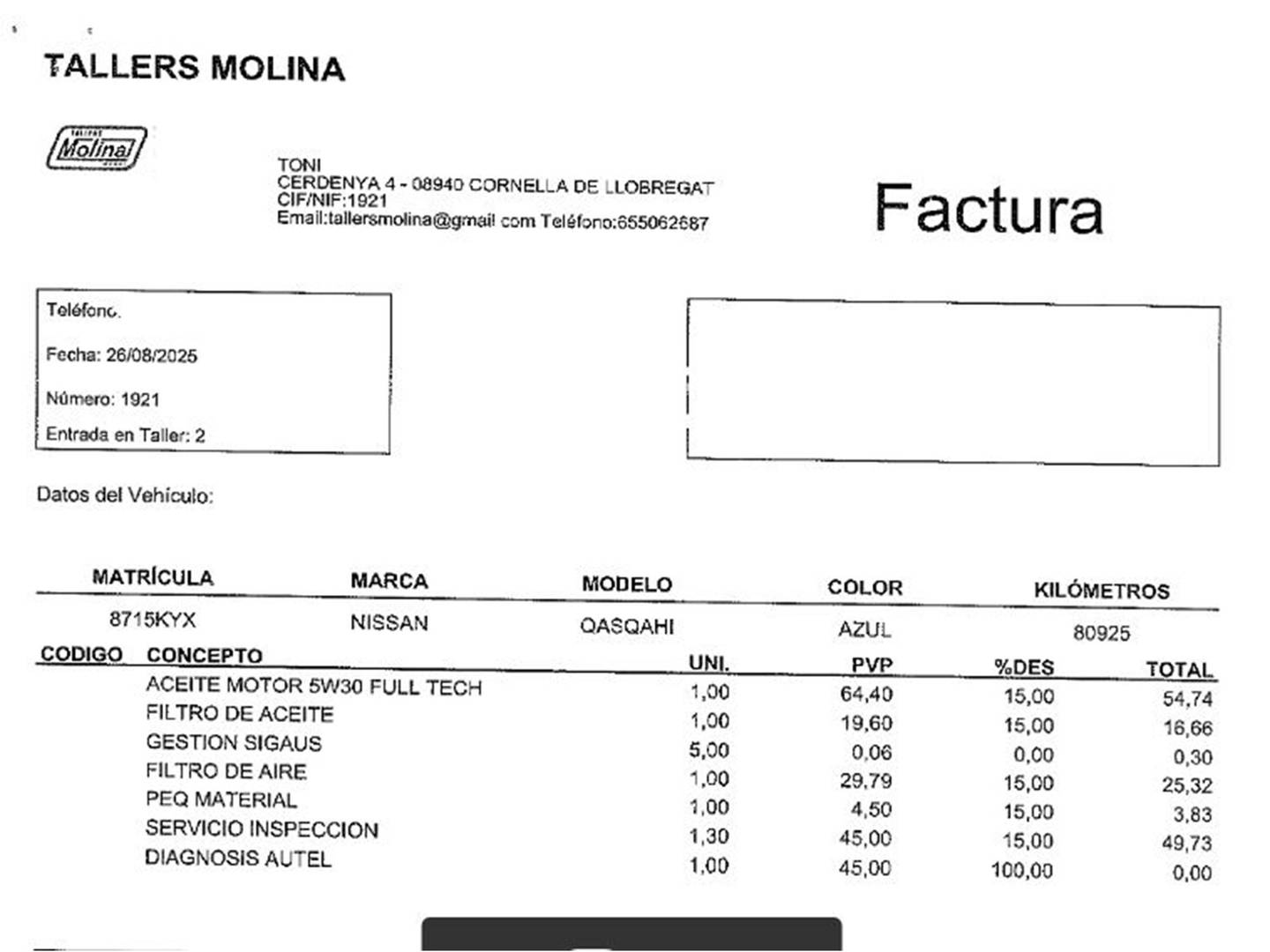 Foto del mantenimiento del Nissan QASHQAI Nissan Qashqai DIG-T 115 Acenta (115 CV)