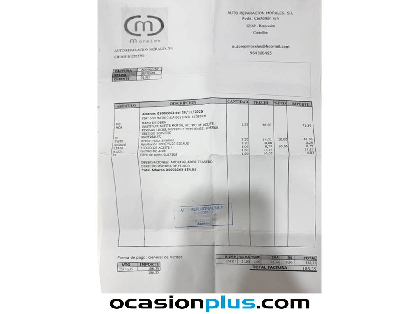 Foto del mantenimiento del Fiat 500 Fiat 500 1.2 8v Color Therapy (69 CV)