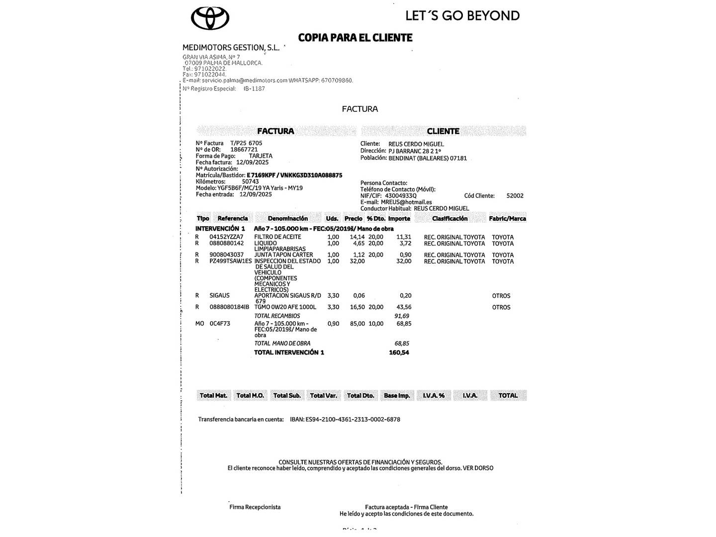 Foto del mantenimiento del Toyota Yaris Toyota Yaris 1.5 Active (111 CV)