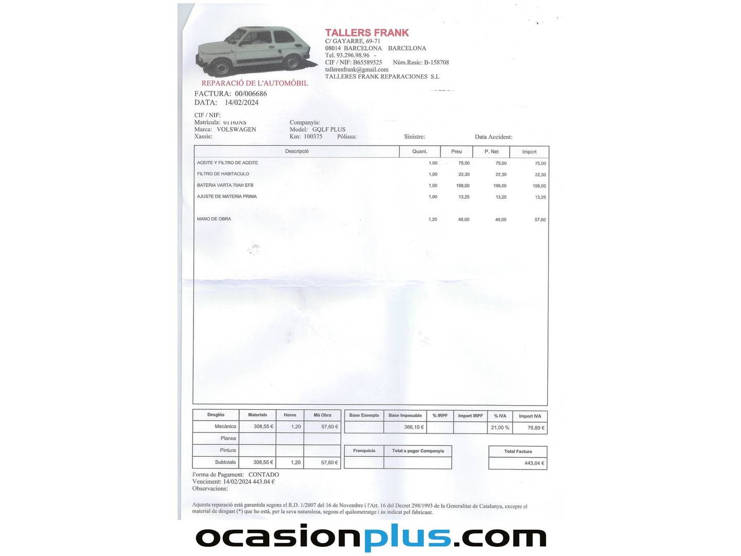 Foto del mantenimiento del Volkswagen Golf Sportsvan Volkswagen Golf Sportsvan Advance 1.4 TSI BMT (125 CV) DSG