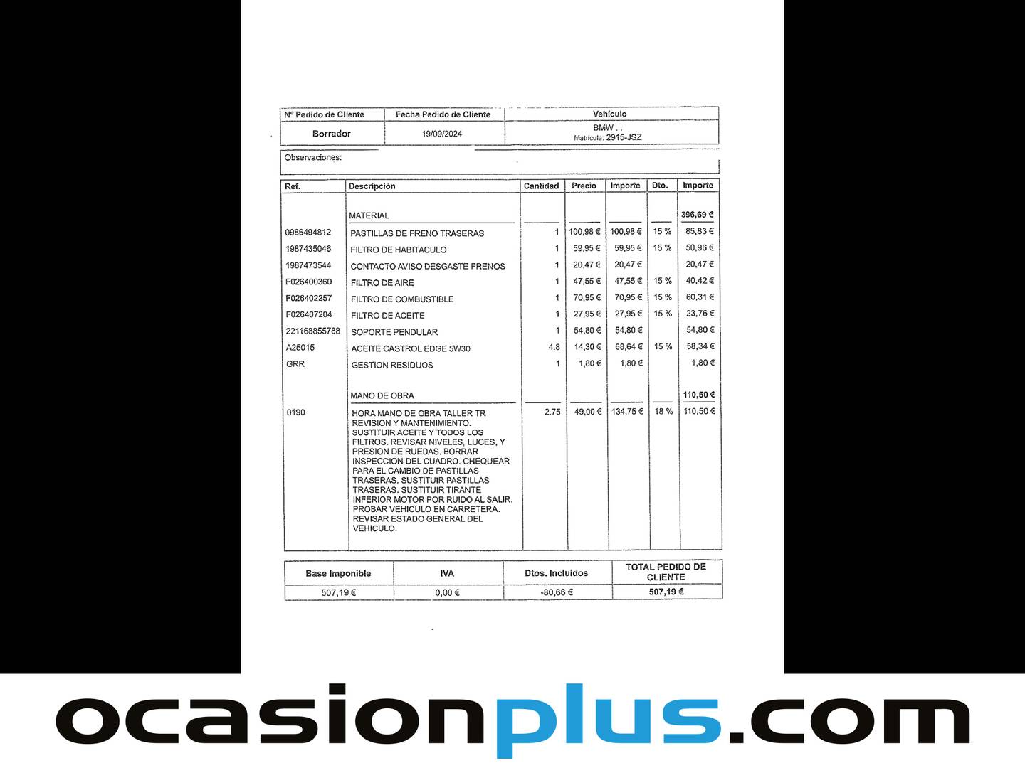 Foto del mantenimiento del BMW Serie 2 Active Tourer BMW Serie 2 216d Active Tourer (116 CV)