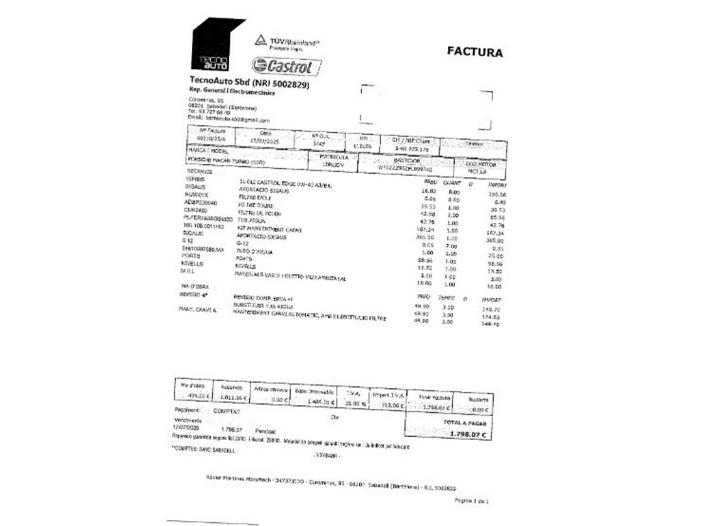 Foto del mantenimiento del Porsche Macan Porsche Macan Turbo (400 CV)
