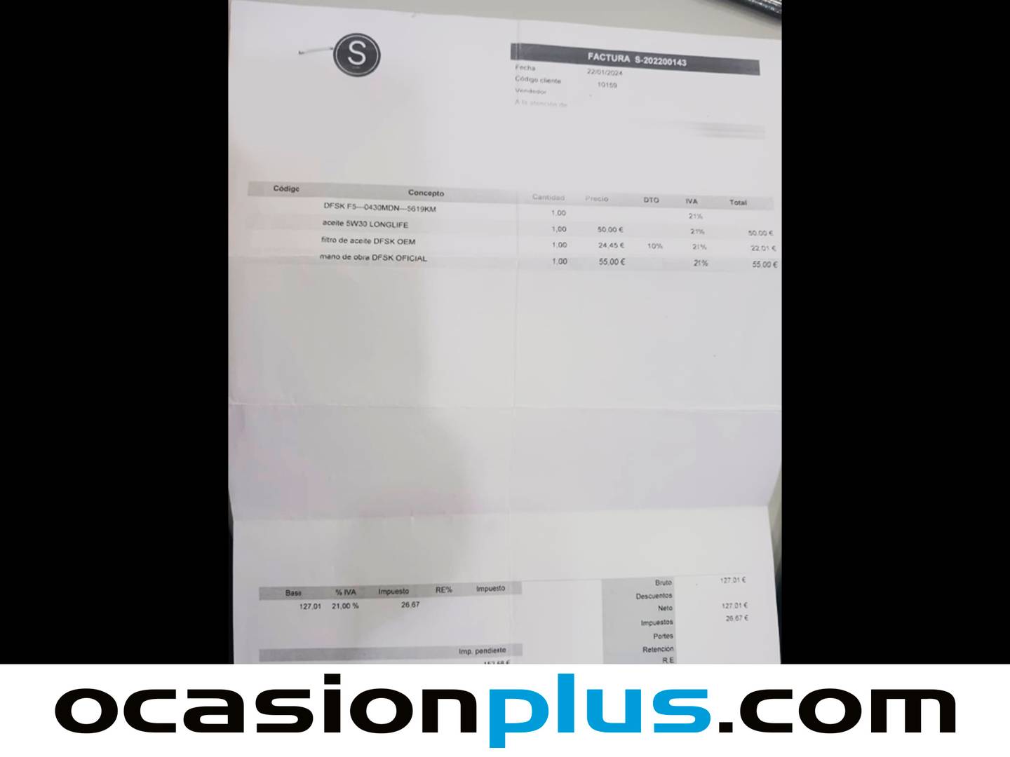 Foto del mantenimiento del DFSK Fengon 5 DFSK Fengon 5 1.5T Classic (136 CV)