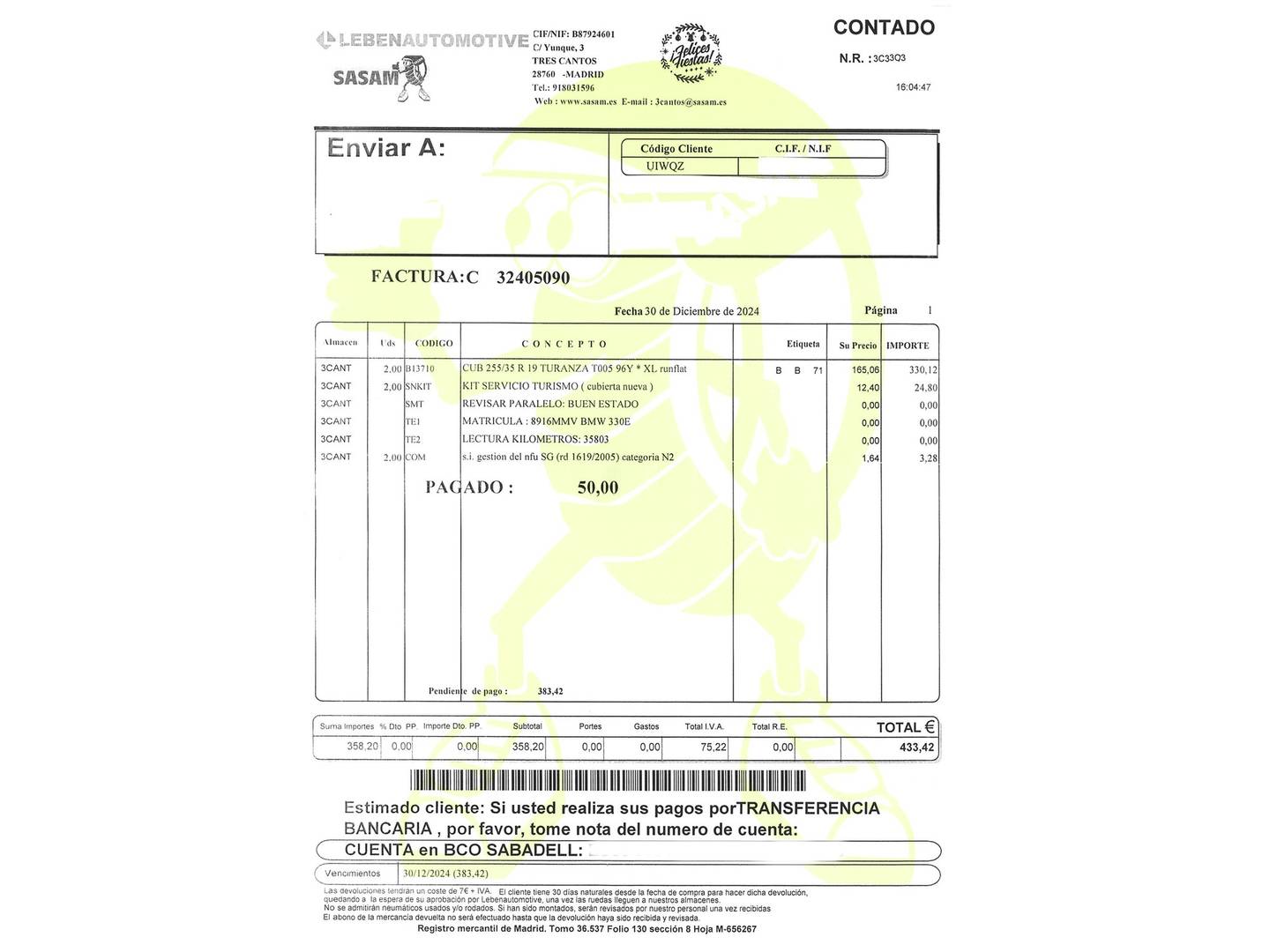 Foto del mantenimiento del BMW Serie 3 BMW Serie 3 330e Touring (292 CV)