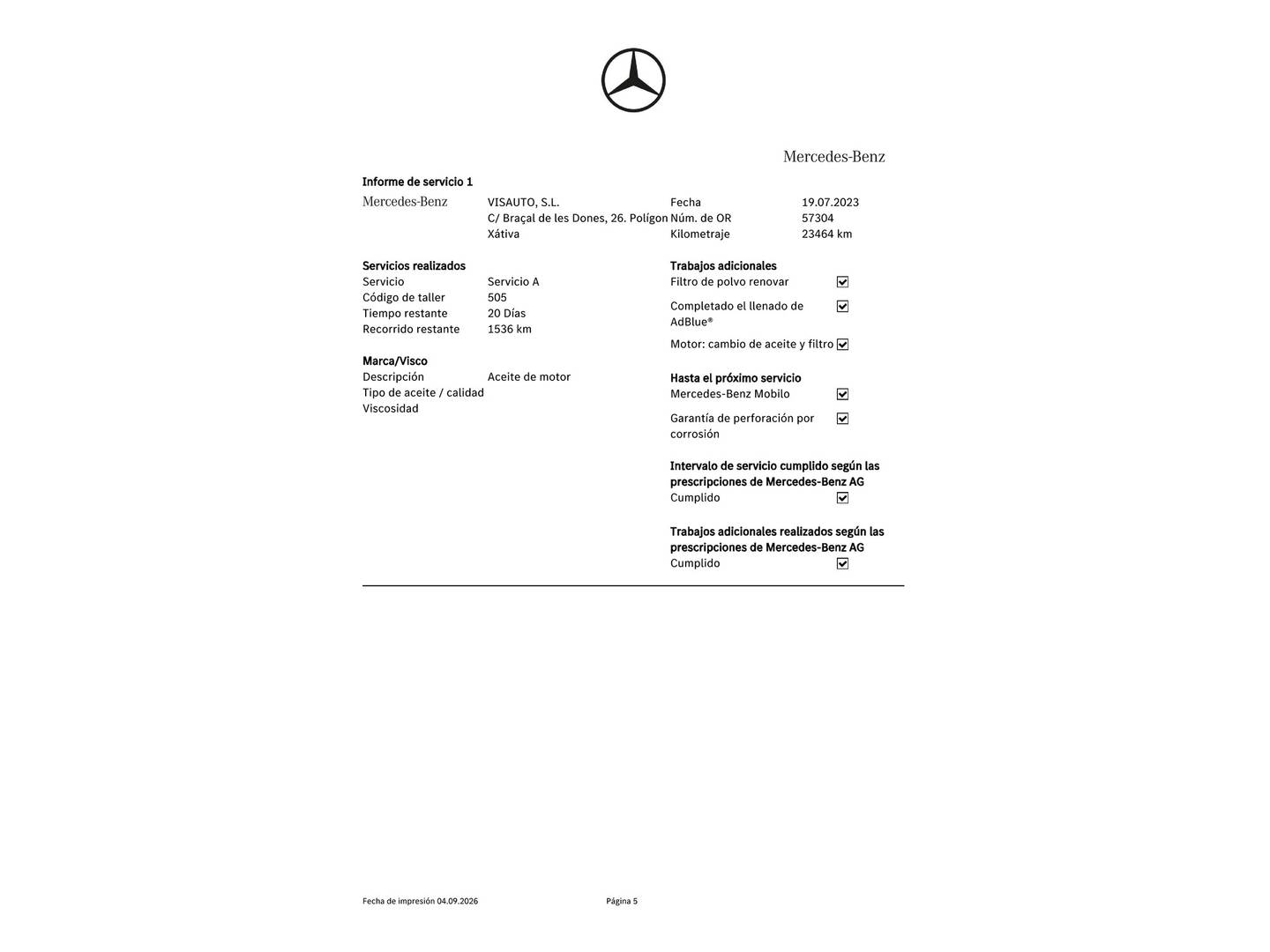 Foto del mantenimiento del Mercedes Clase C Mercedes Clase C 200 d (163 CV) Pack AMG