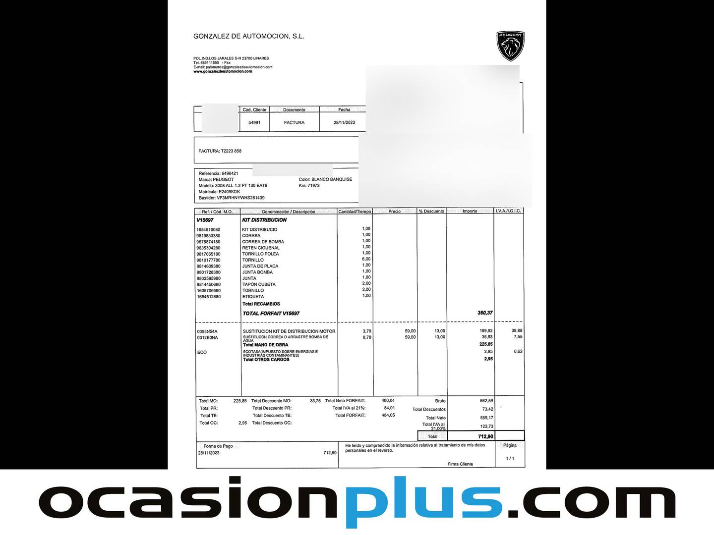 Foto del mantenimiento del Peugeot 3008 Peugeot 3008 PureTech 130 Allure EAT6 (130 CV)