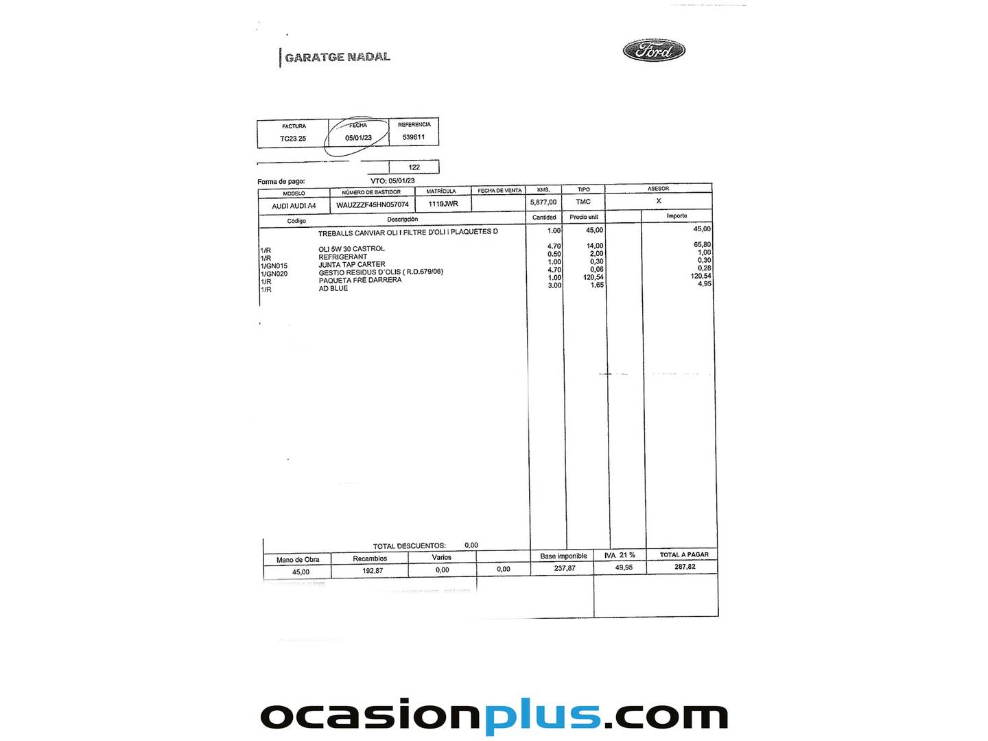 Foto del mantenimiento del Audi A4 Audi A4 2.0 TDI (150 CV)