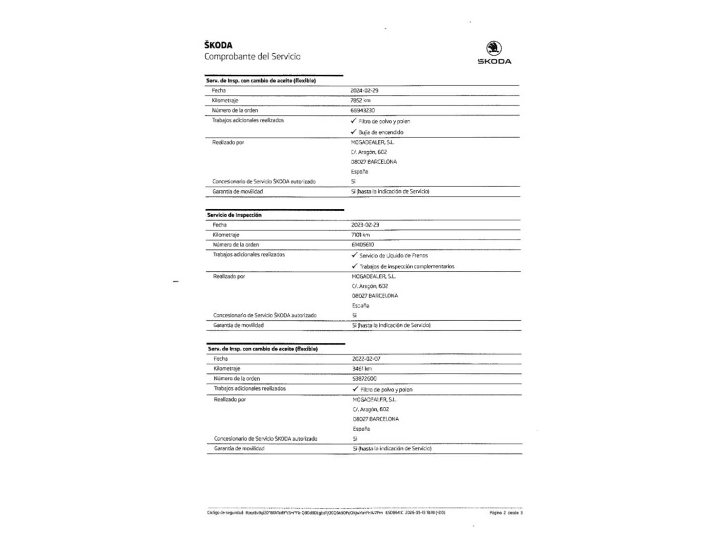 Foto del mantenimiento del Skoda Kamiq Skoda Kamiq 1.0 TSI Ambition (115 CV)