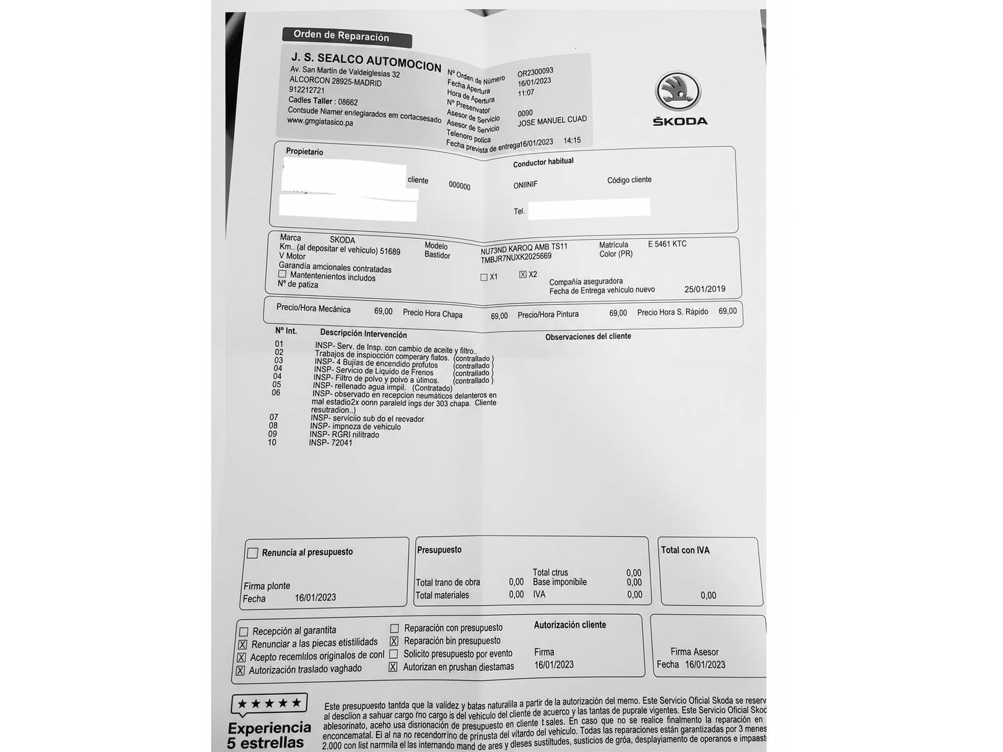 Foto del mantenimiento del Skoda Karoq Skoda Karoq 1.5 TSI ACT Ambition DSG (150 CV)