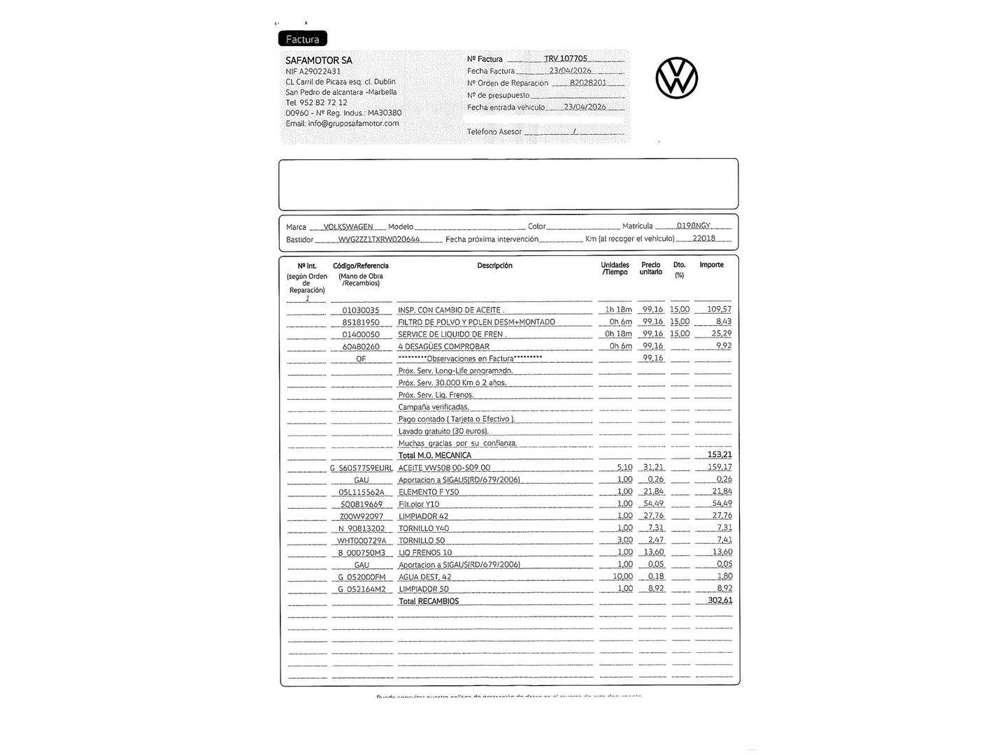 Foto del mantenimiento del Volkswagen Touran Volkswagen Touran ``Más`` 2.0 TDI (150 CV) DSG