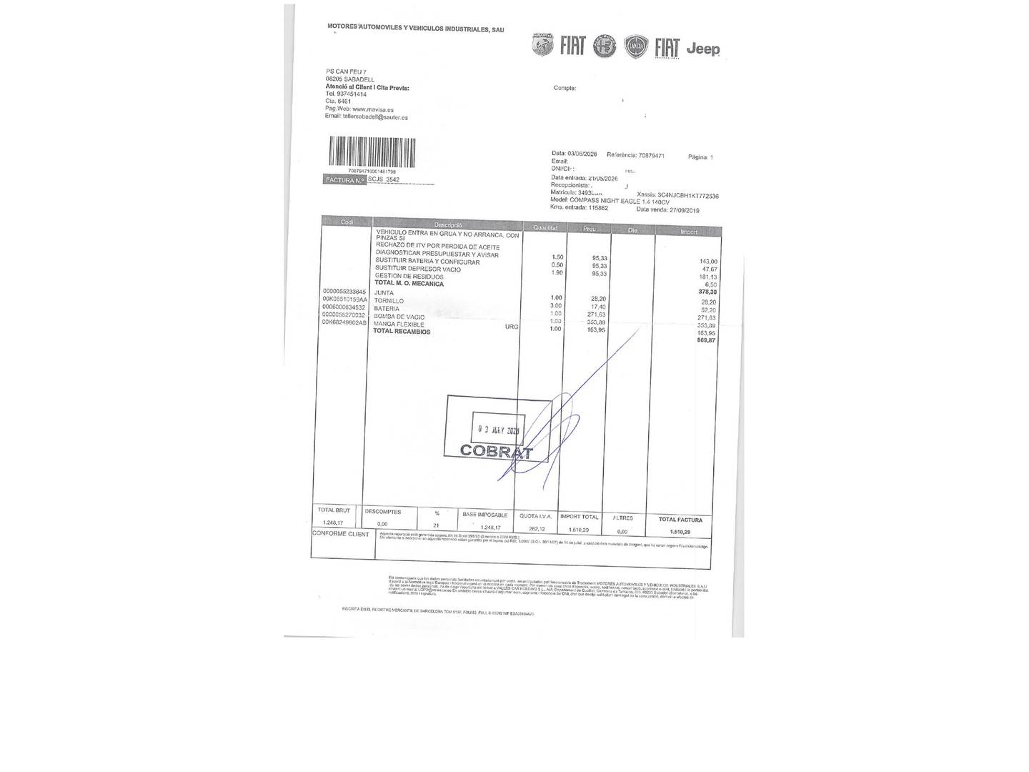 Foto del mantenimiento del Jeep Compass Jeep Compass 1.4 Multiair Night Eagle 4x2 (140 CV)