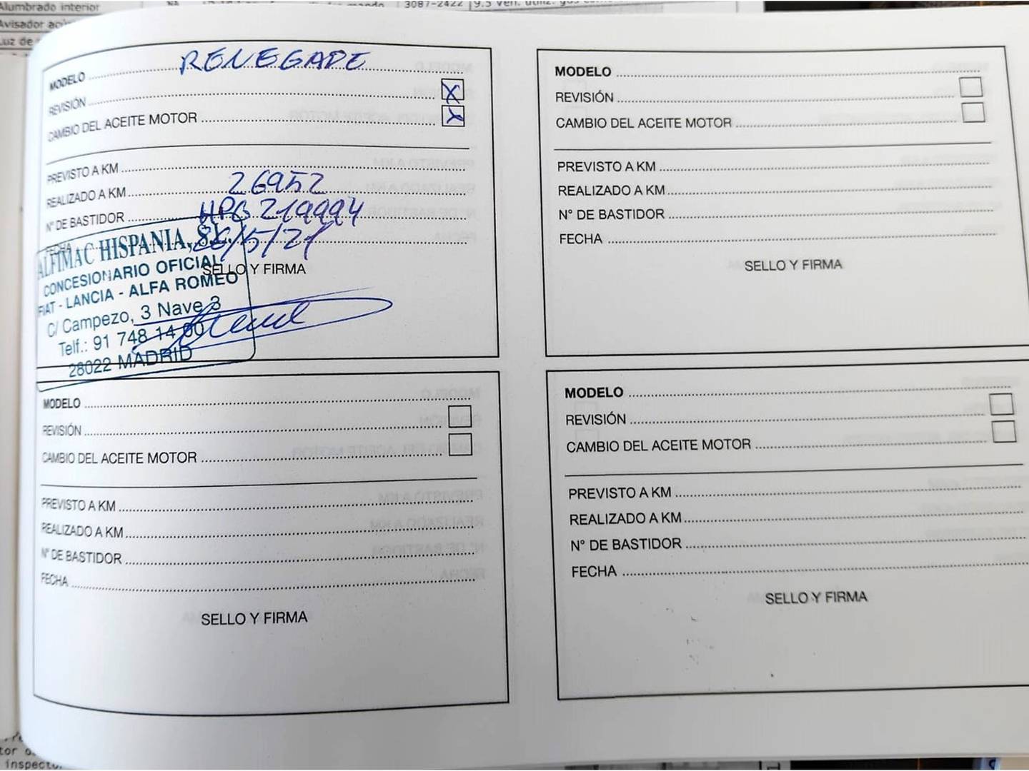 Foto del mantenimiento del Jeep Renegade Jeep Renegade 1.6 E-TORQ Sport FWD E6 (110 CV)