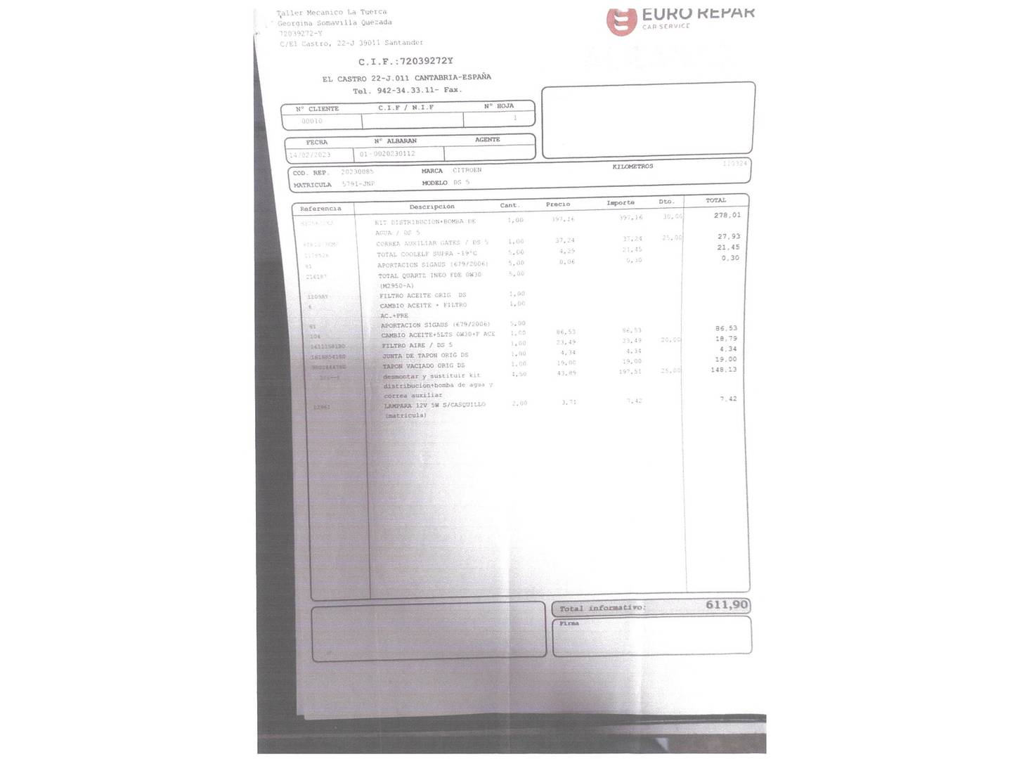 Foto del mantenimiento del DS DS 5 DS DS5 BlueHdi 150 Style (150 CV)