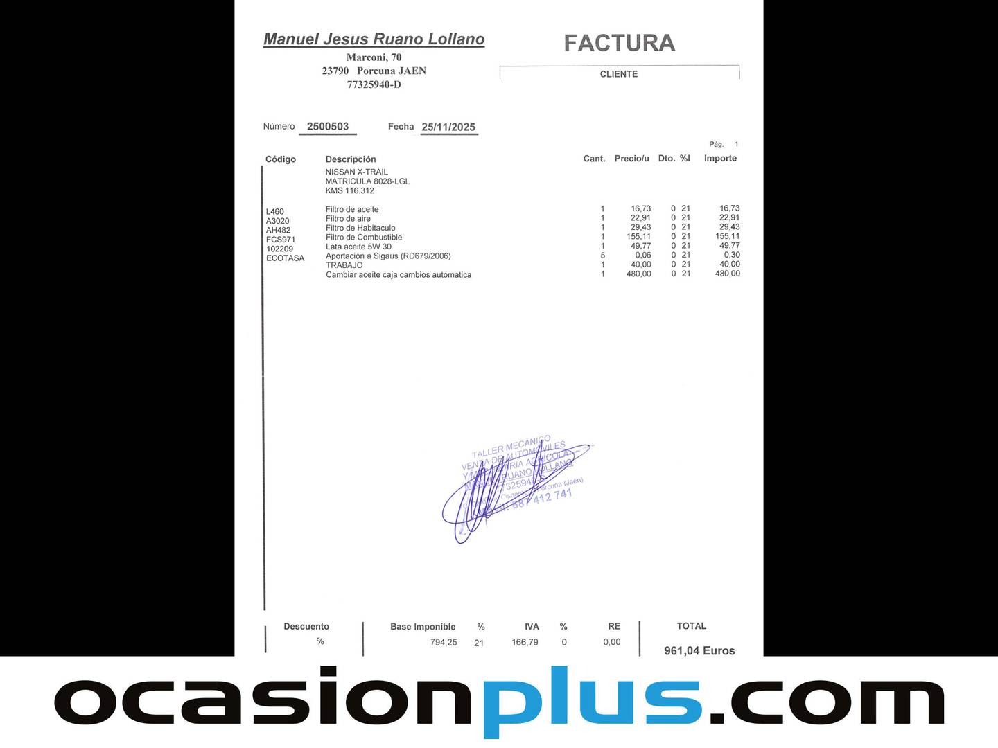 Foto del mantenimiento del Nissan X-TRAIL Nissan X-Trail dCi 150 Tekna 4X4-i CVT (150 CV) 7 Plazas