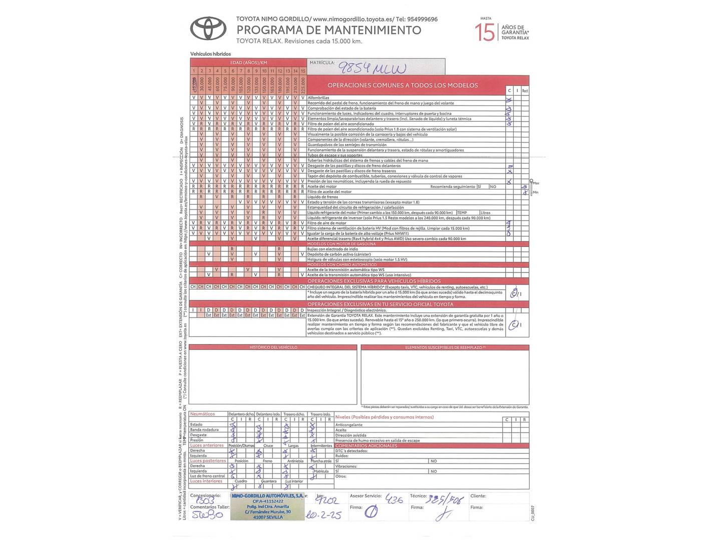 Foto del mantenimiento del Toyota Corolla Toyota Corolla Touring Sports 140H Style (140 CV)