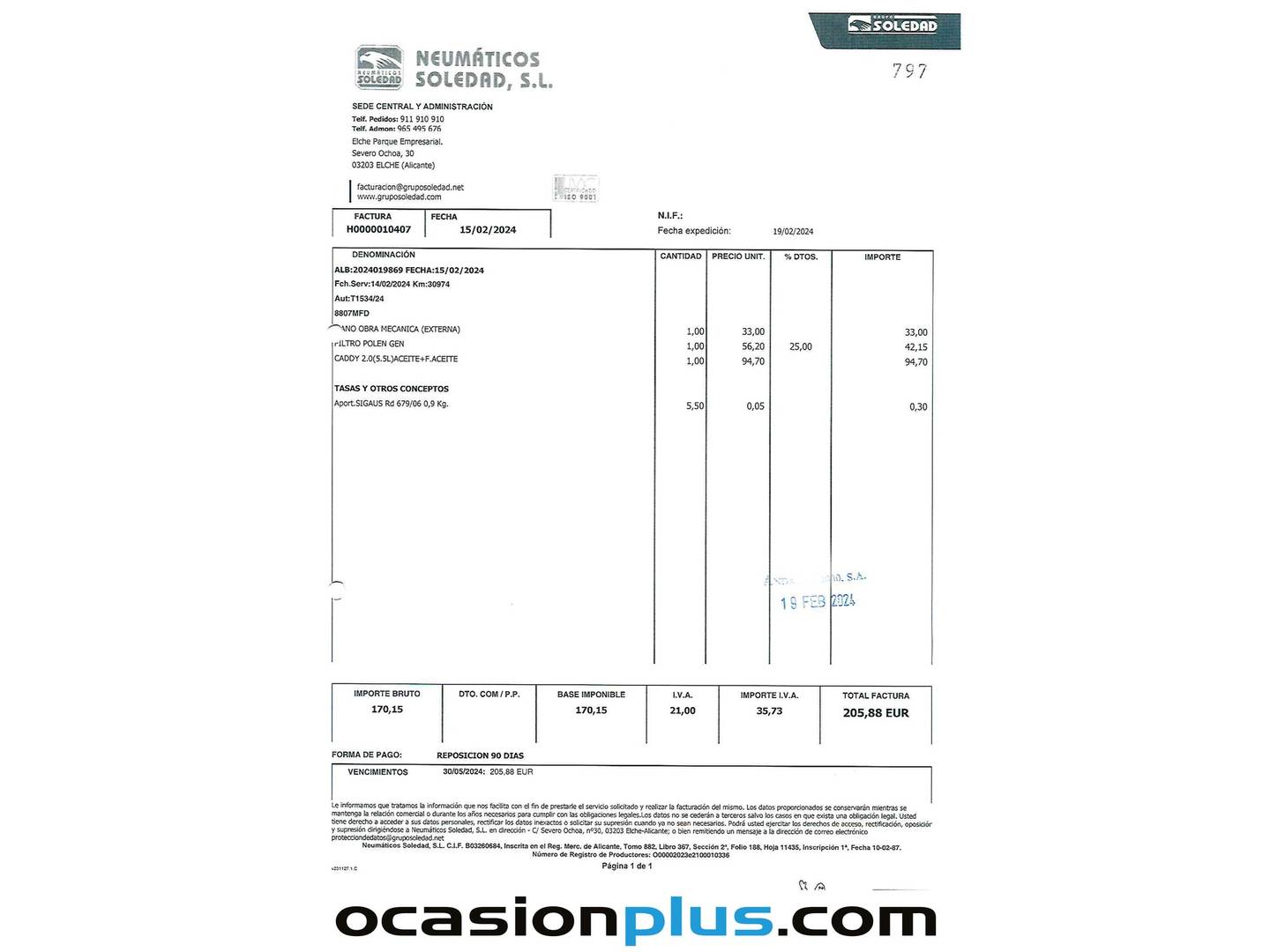 Foto del mantenimiento del Volkswagen Caddy Volkswagen Caddy 2.0 TDI (102 CV)