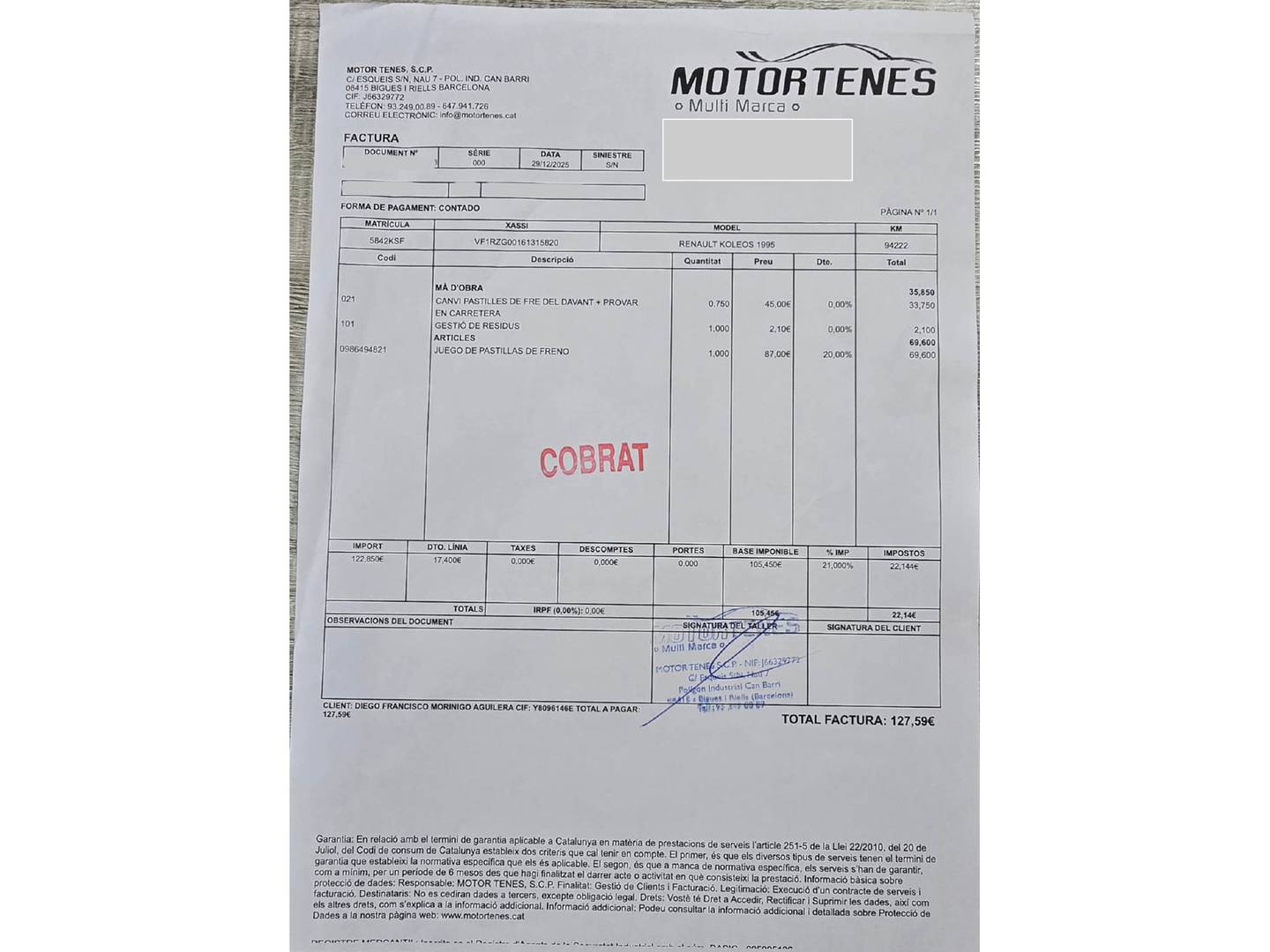 Foto del mantenimiento del Renault Koleos Renault Koleos Initiale Paris dCi 175 X-Tronic 4x4 (175 CV)