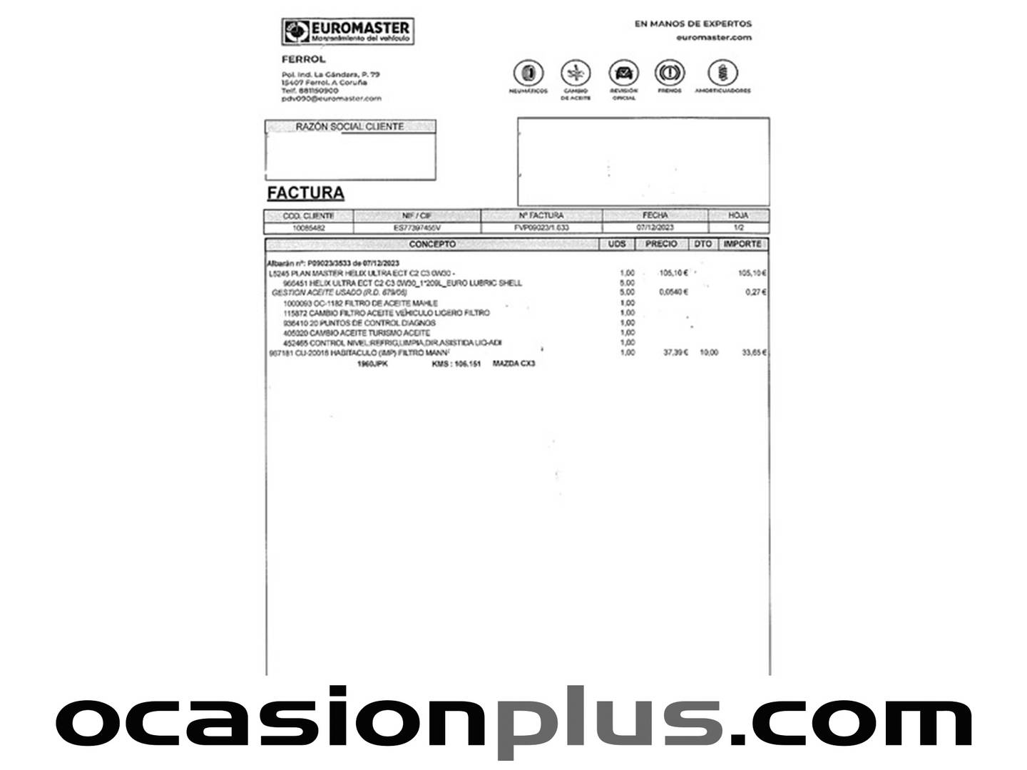 Foto del mantenimiento del Mazda CX-3 Mazda CX-3 1.5 DE SKYACTIV Luxury 2WD (105 CV)