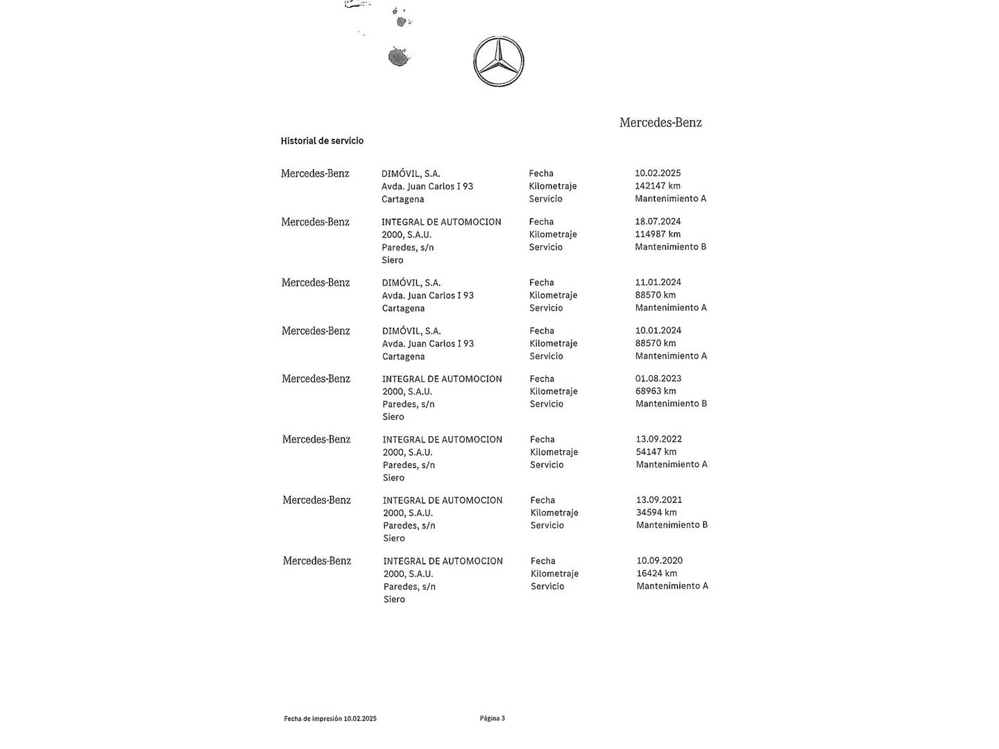 Foto del mantenimiento del Mercedes CLA Mercedes CLA 200 d (150 CV)