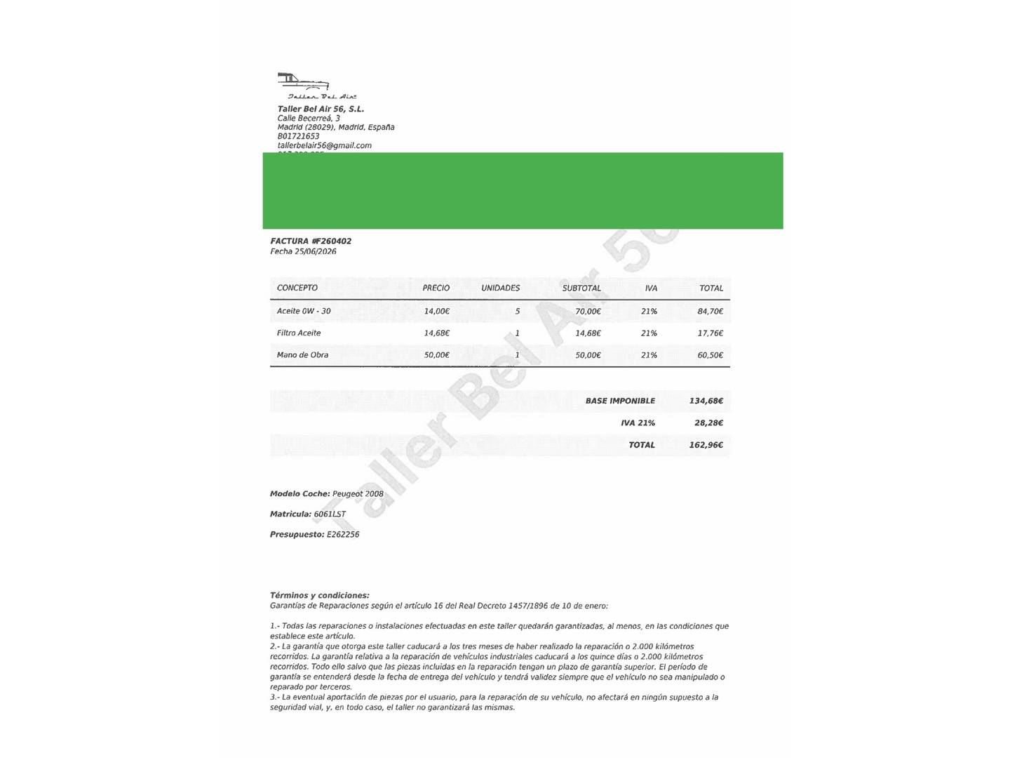 Foto del mantenimiento del Peugeot 2008 Peugeot 2008 PureTech 130 S&S GT (130 CV)