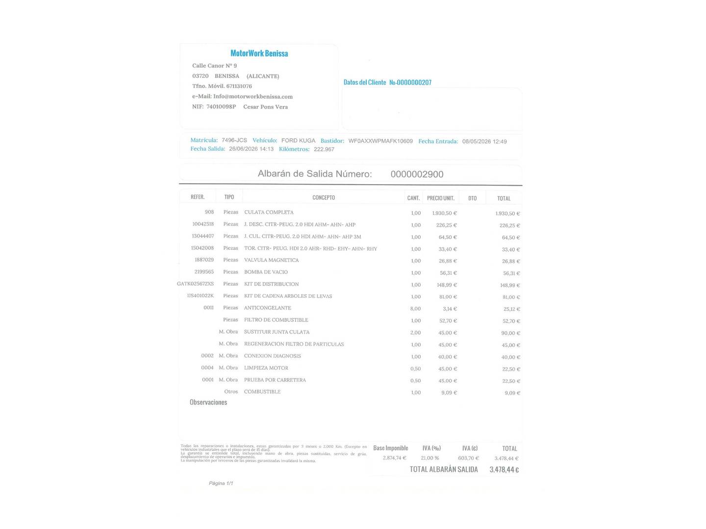 Foto del mantenimiento del Ford Kuga Ford Kuga 2.0 TDCI S&S Titanium 4x2 (150 CV)