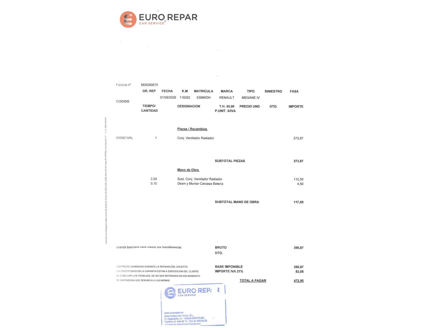 Foto del mantenimiento del Renault Mégane Renault Megane Zen Energy TCe (130 CV)