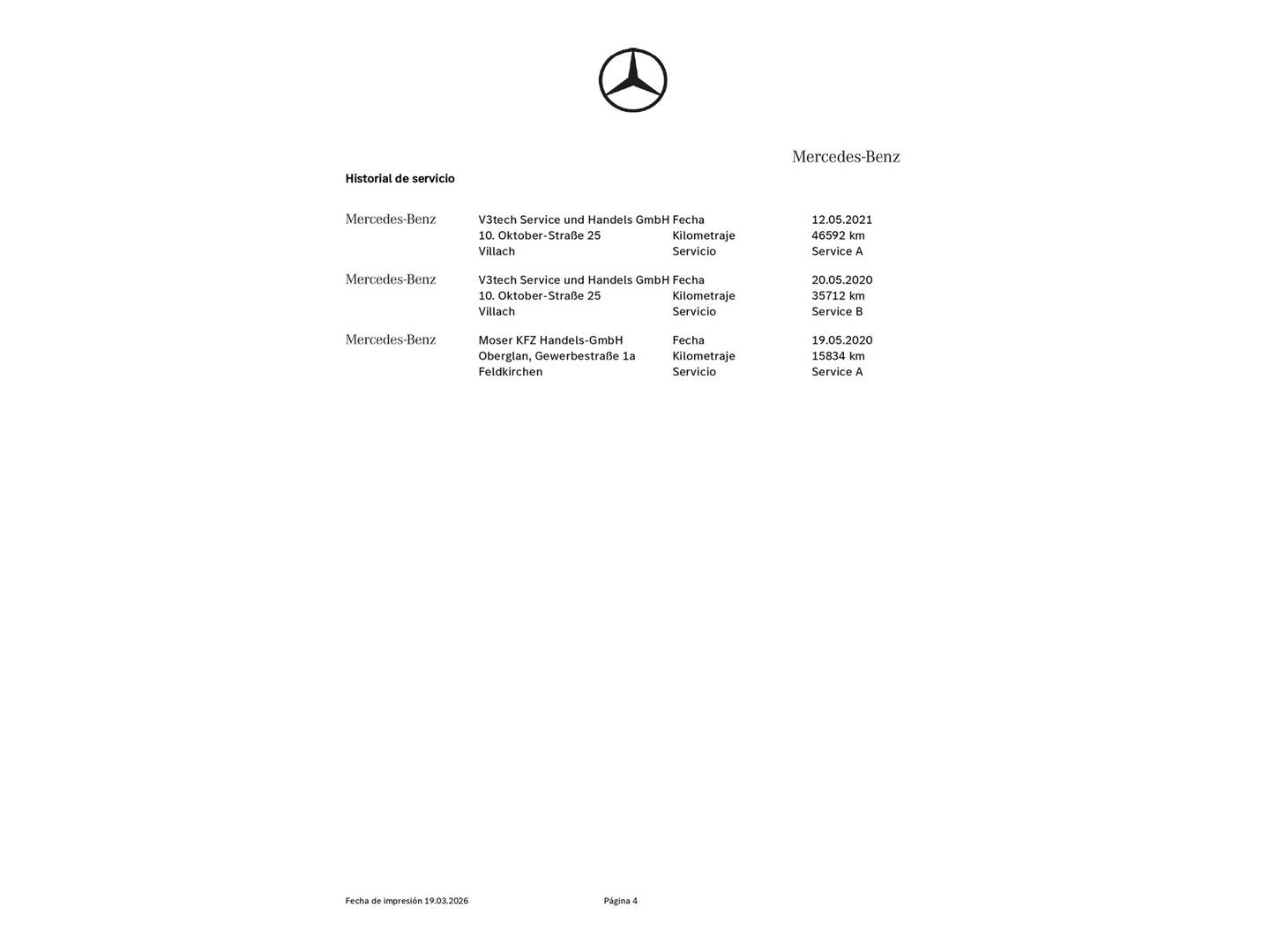 Foto del mantenimiento del Mercedes GLA Mercedes-Benz GLA 200 d (136 CV)