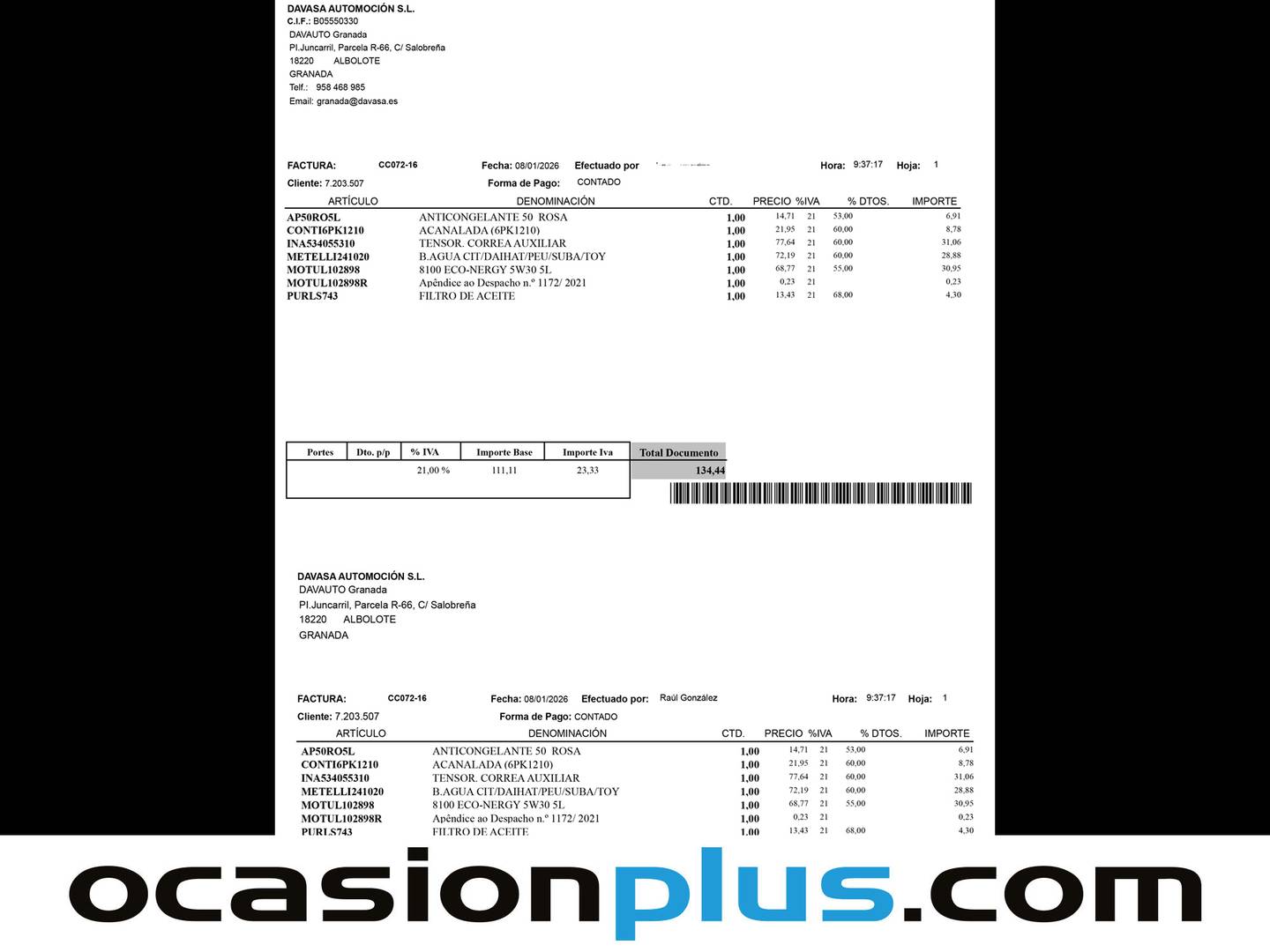 Foto del mantenimiento del Renault Trafic Renault Trafic dCi 125 Combi Mixto TT Energy (125 CV) 6 Plazas