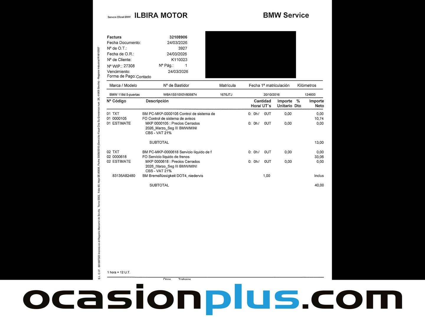 Foto del mantenimiento del BMW Serie 1 BMW Serie 1 118d (150 CV)