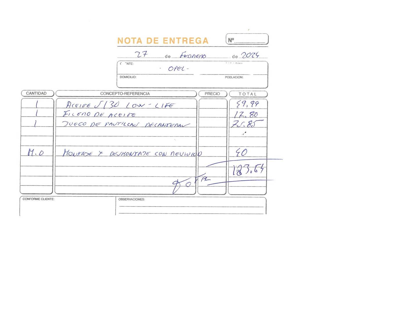 Foto del mantenimiento del Opel Corsa Opel Corsa 1.4 Design Line (90 CV)