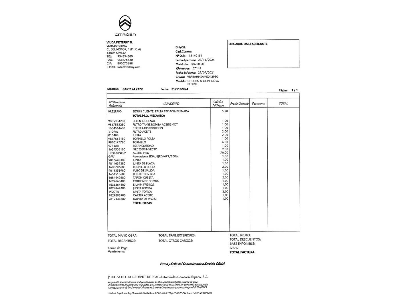 Foto del mantenimiento del Citroën C4 Citroën C4 PureTech 130 S&S 6v Feel Pack (130 CV)