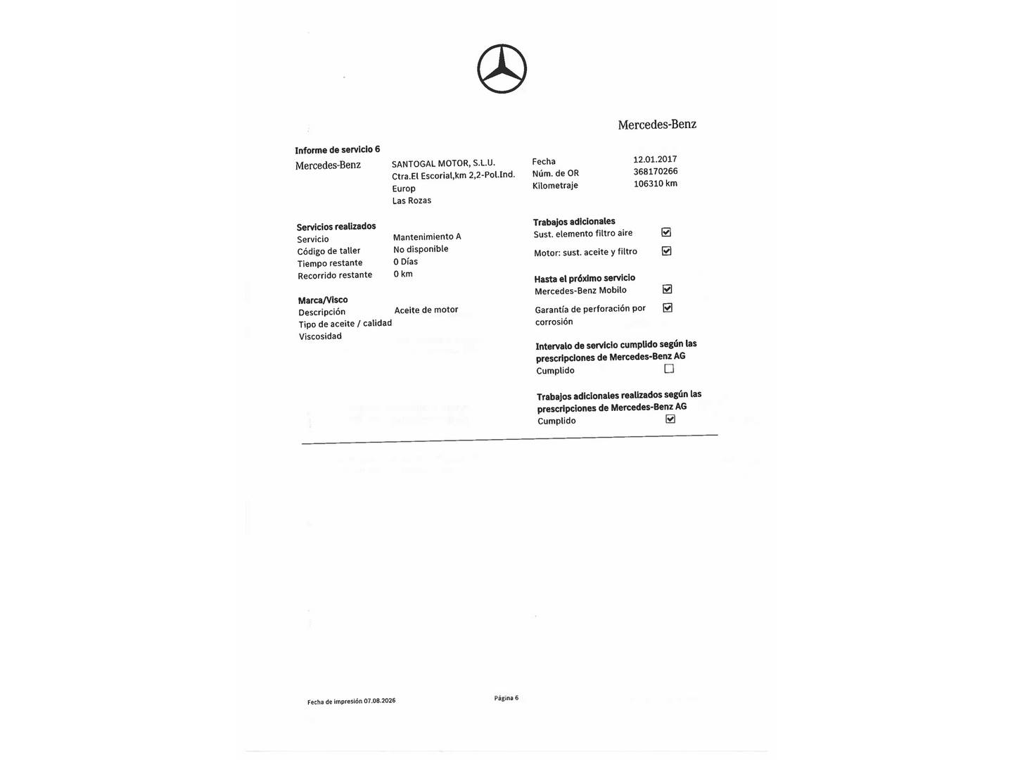 Foto del mantenimiento del Mercedes Clase CLC Mercedes Clase CLC 220 CDI (150 CV)