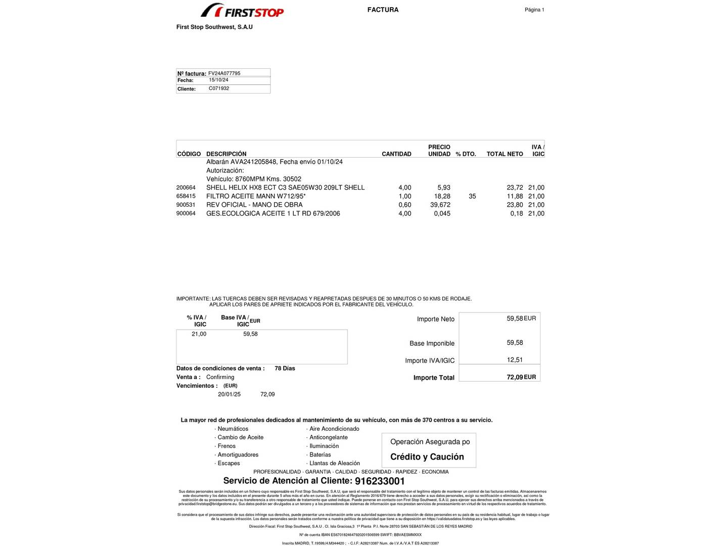 Foto del mantenimiento del Volkswagen Taigo Volkswagen Taigo Life 1.0 TSI (95 CV)