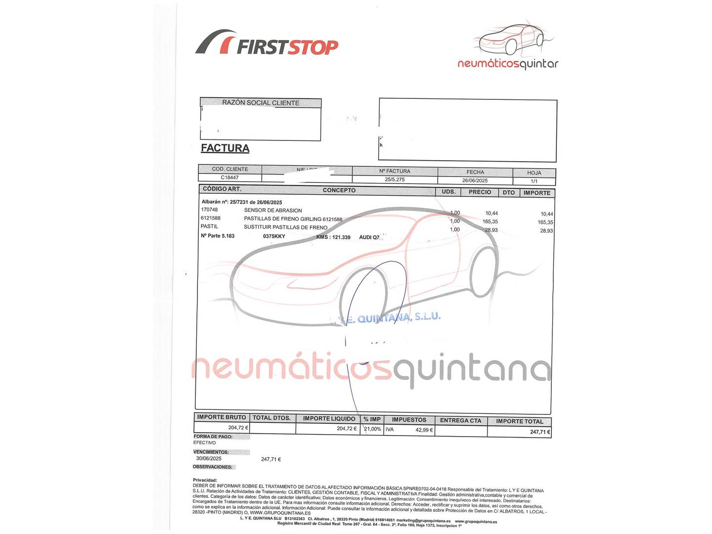 Foto del mantenimiento del Audi Q7 Audi Q7 design 3.0 TDI ultra quattro (218 CV) tiptronic PACK S-LINE -7 PLAZAS