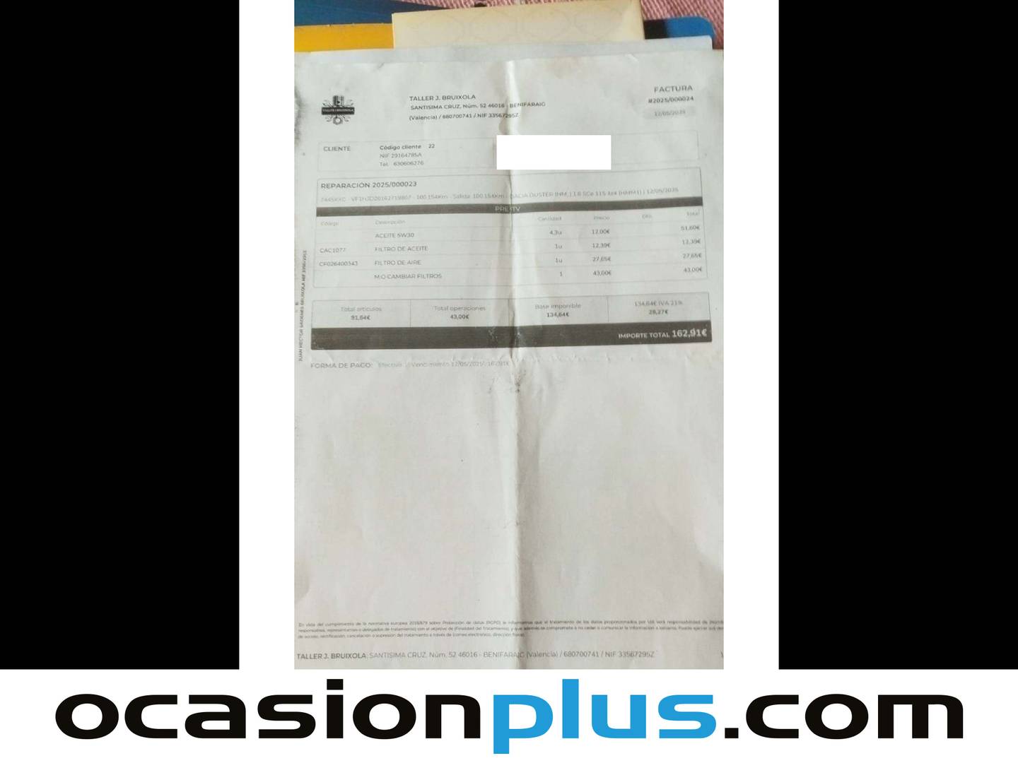 Foto del mantenimiento del Dacia Duster Dacia Duster Essential 1.6 (115 CV) 4X2 GLP