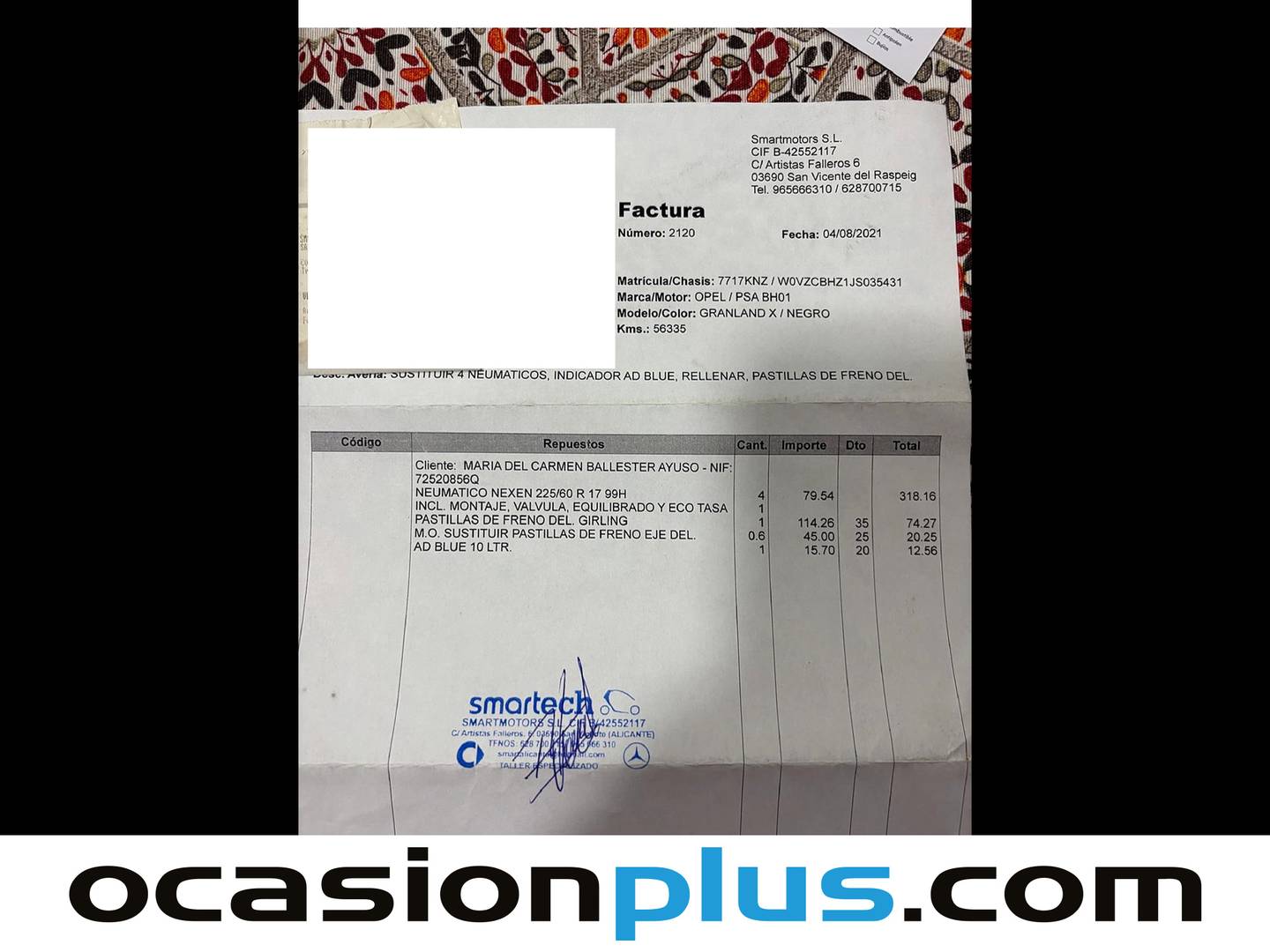 Foto del mantenimiento del Opel Grandland X Opel Grandland X 1.6 CDTi Selective (120 CV)