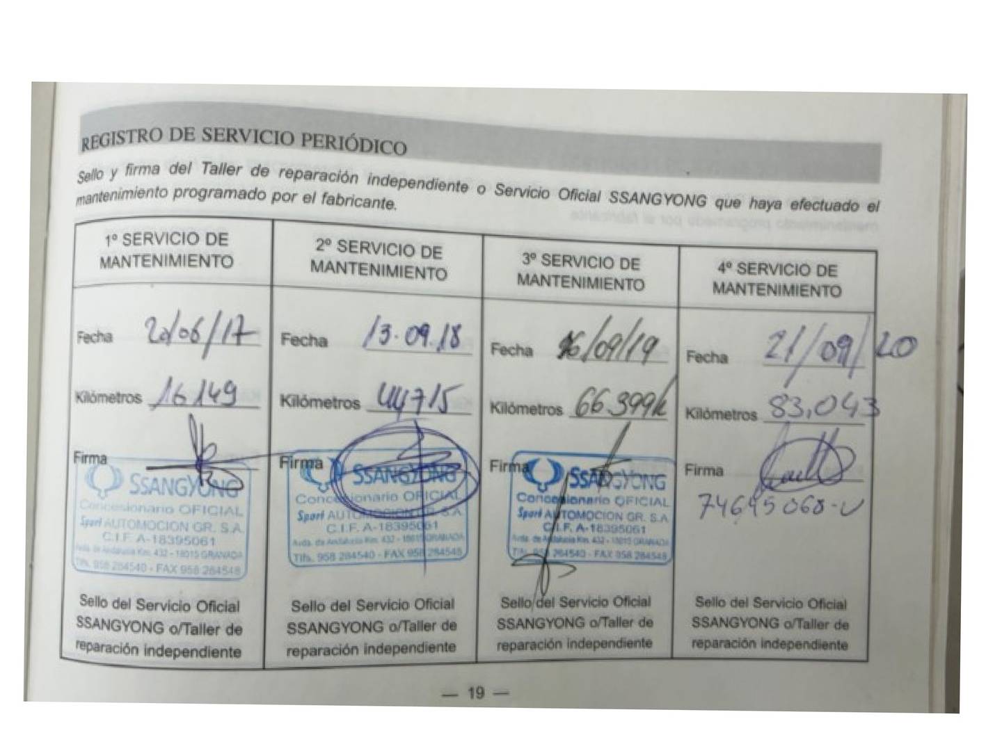 Foto del mantenimiento del SsangYong Rodius SsangYong Rodius D22T Limited (178 CV) 7 Plazas