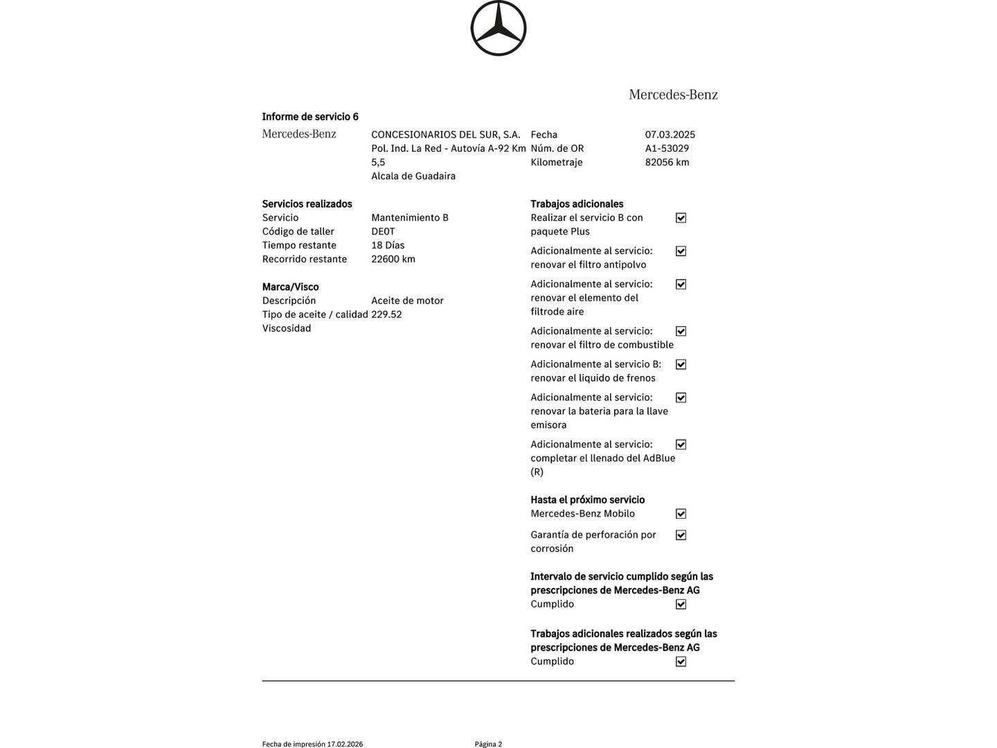 Foto del mantenimiento del Mercedes Clase GLC Mercedes-Benz GLC 220 d 4Matic (170 CV)