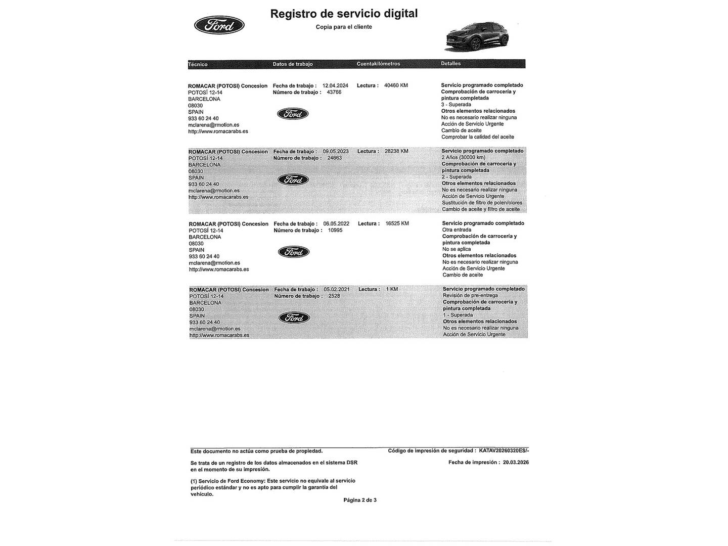 Foto del mantenimiento del Ford Puma Ford Puma 1.0 EcoBoost MHEV Titanium (125 CV)