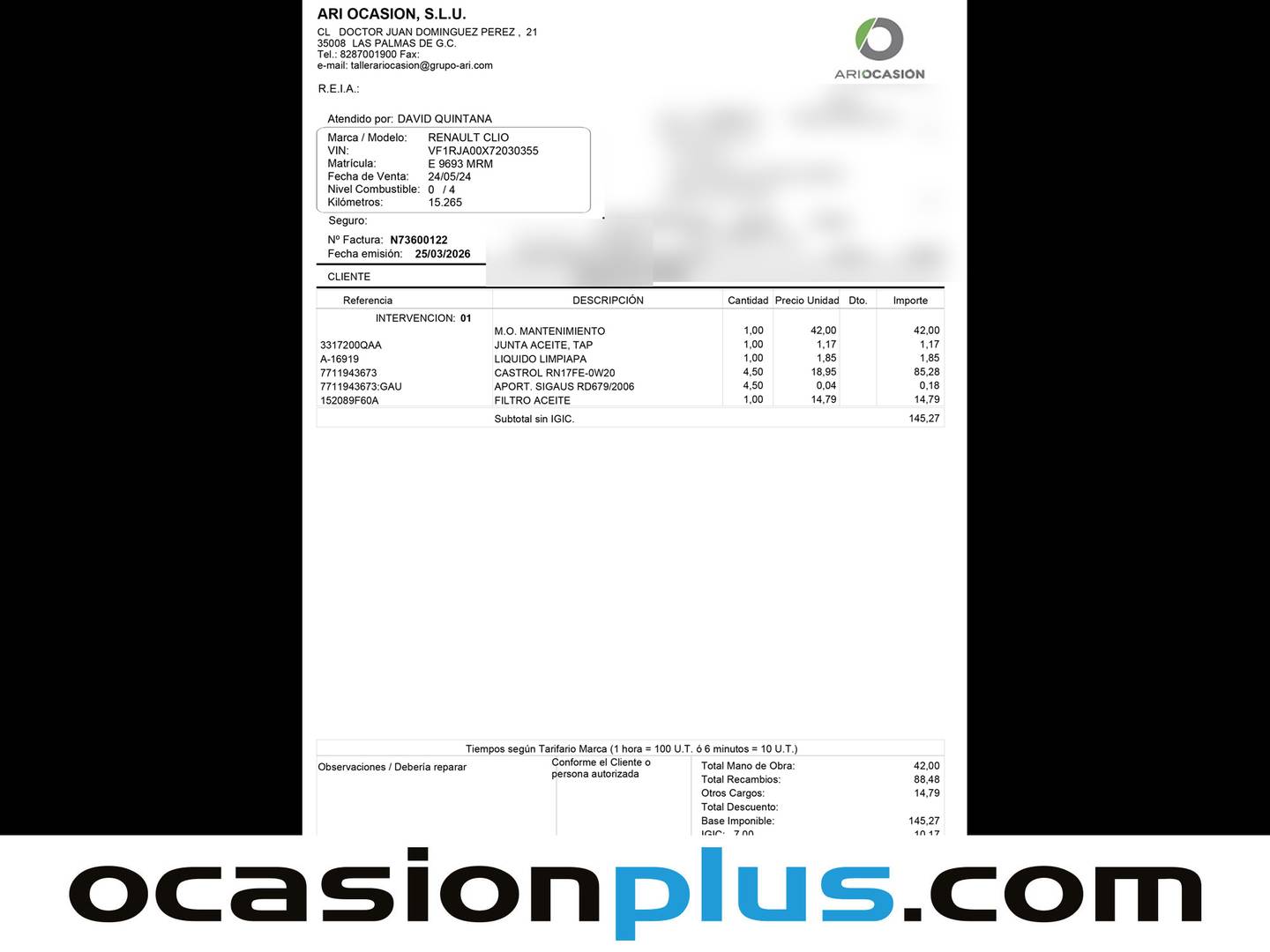 Foto del mantenimiento del Renault Clio Renault Clio Techno E-Tech Híbrido (140 CV)
