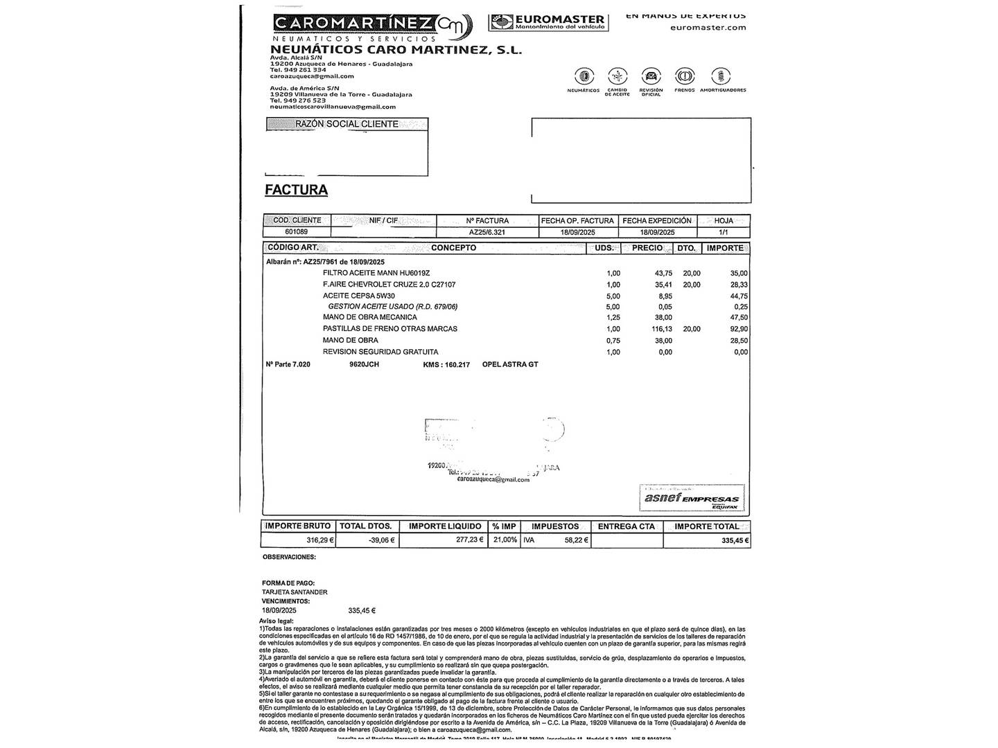 Foto del mantenimiento del Opel Astra Opel Astra 1.6 CDTI Selective (136 CV)