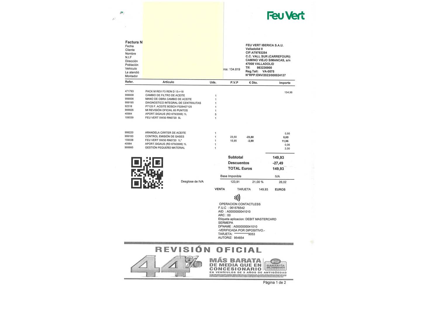 Foto del mantenimiento del Renault Grand Scénic Renault Grand Scenic Limited Energy dCi (130 CV) 7 Plazas