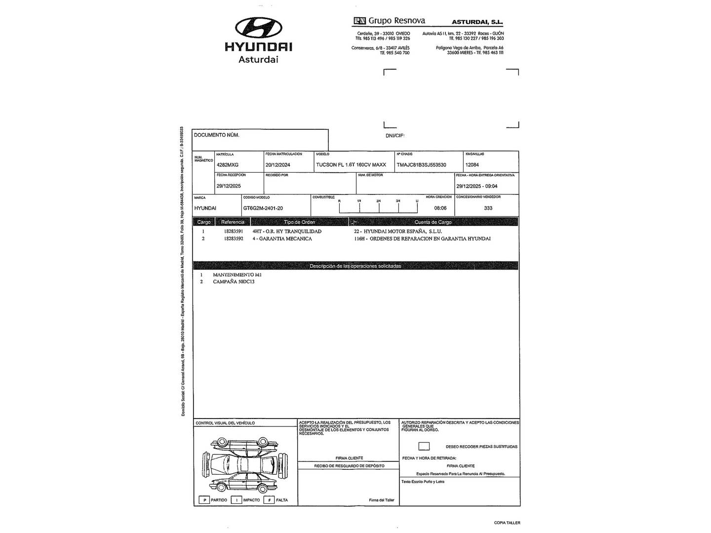 Foto del mantenimiento del Hyundai Tucson Hyundai Tucson 1.6 T Maxx (160 CV)