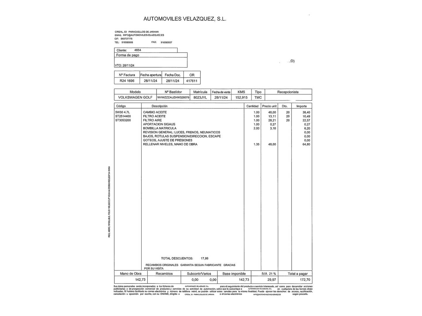 Foto del certificado del Volkswagen Golf Volkswagen Golf Business 1.6 TDI (115 CV)
