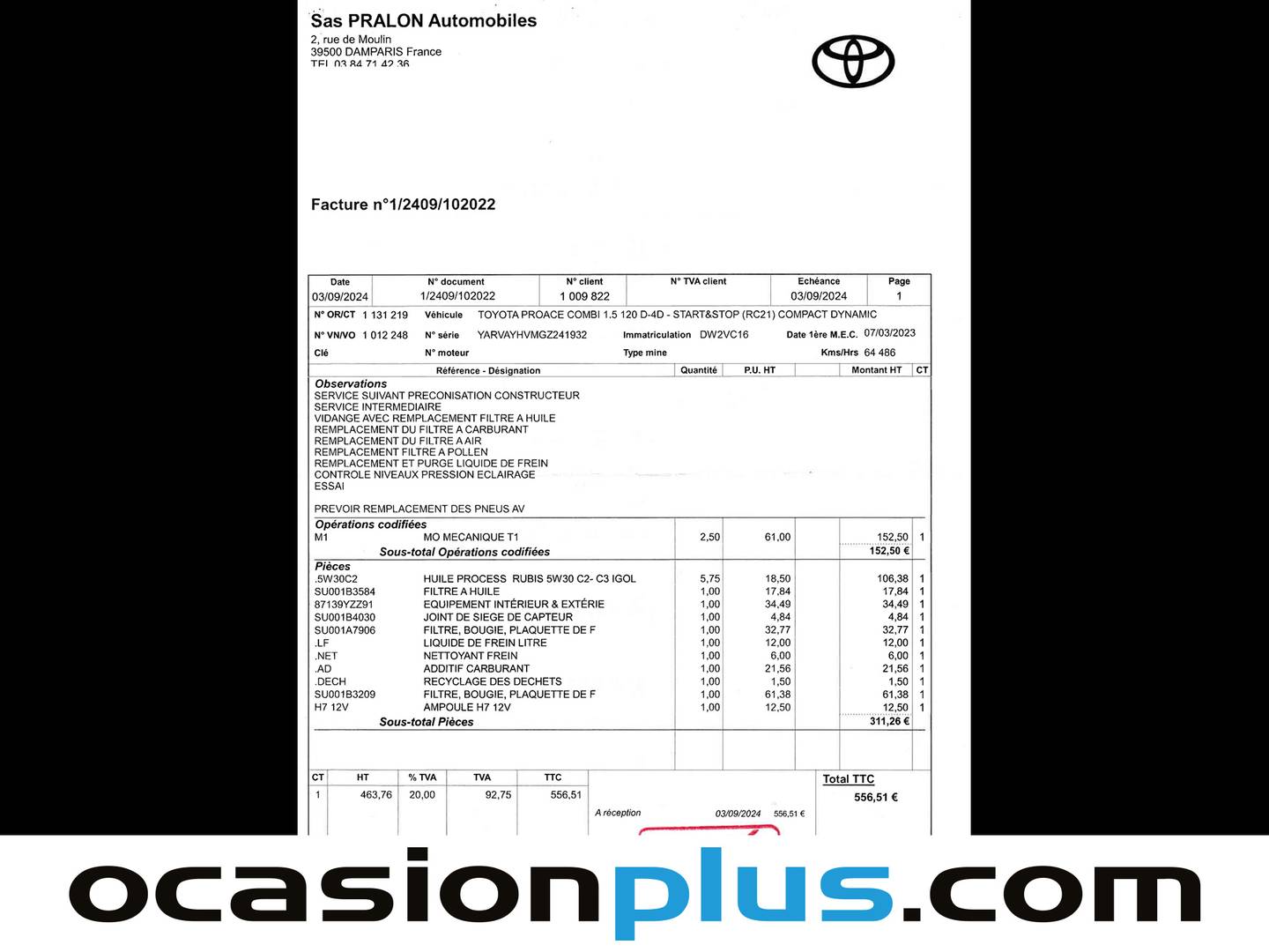 Foto del mantenimiento del Toyota Proace Verso Toyota Proace Verso 1.5D Shuttle VX L2 (120 CV) 9 Plazas