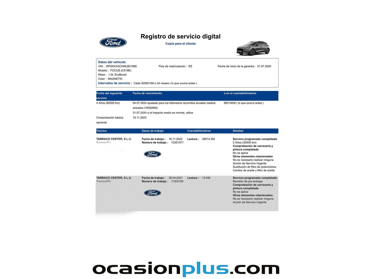 Foto del mantenimiento del Ford Focus Ford Focus 1.0 Ecoboost Active (125 CV)