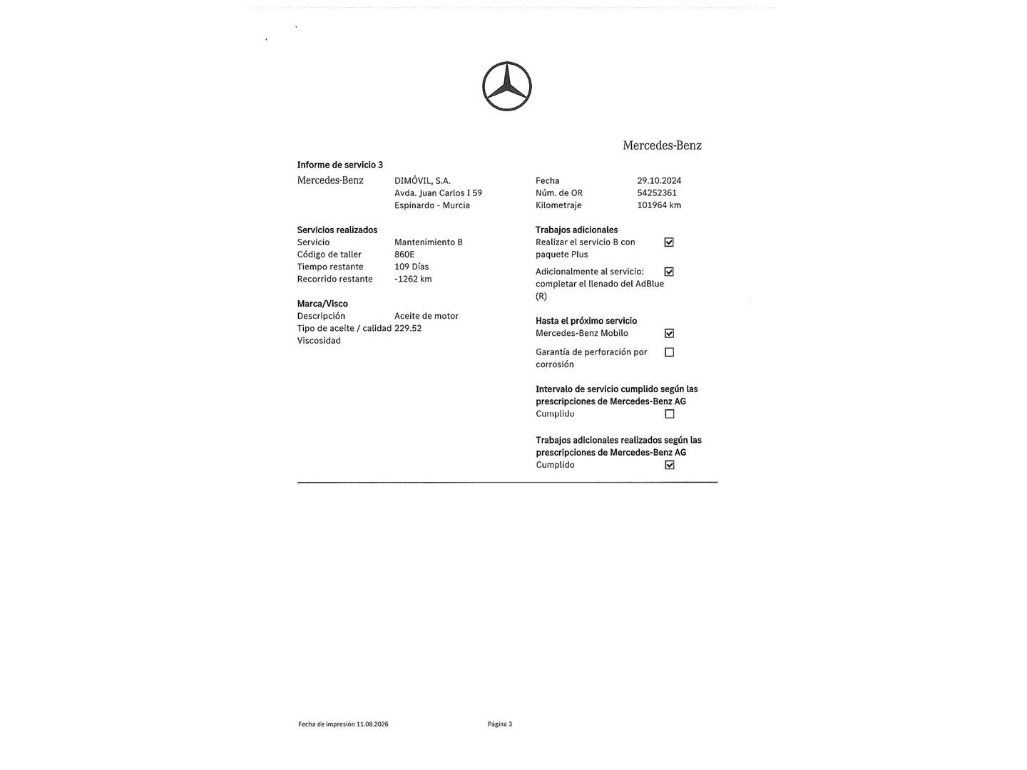 Foto del mantenimiento del Mercedes CLA Mercedes CLA Shooting Brake CLA 200 d (150 CV) Paquete AMG
